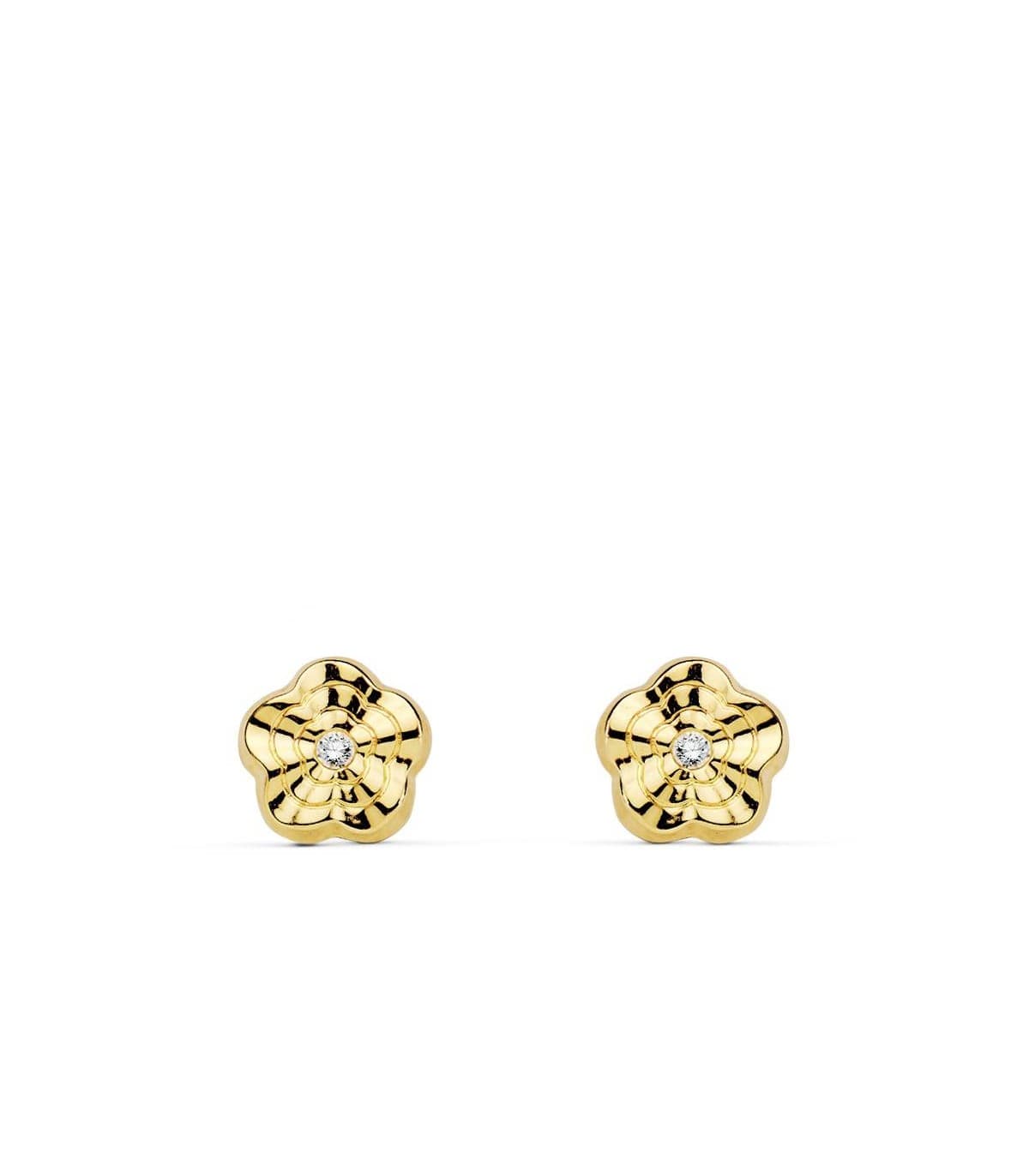 Boucles d'oreilles or jaune Renet fleur 18 Carats