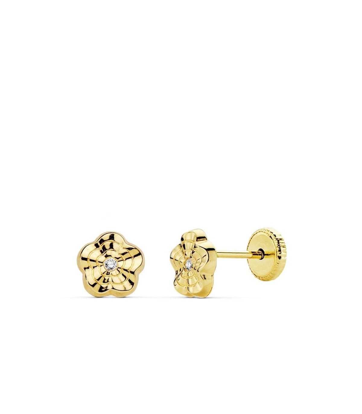 Boucles d'oreilles or jaune Renet fleur 18 Carats