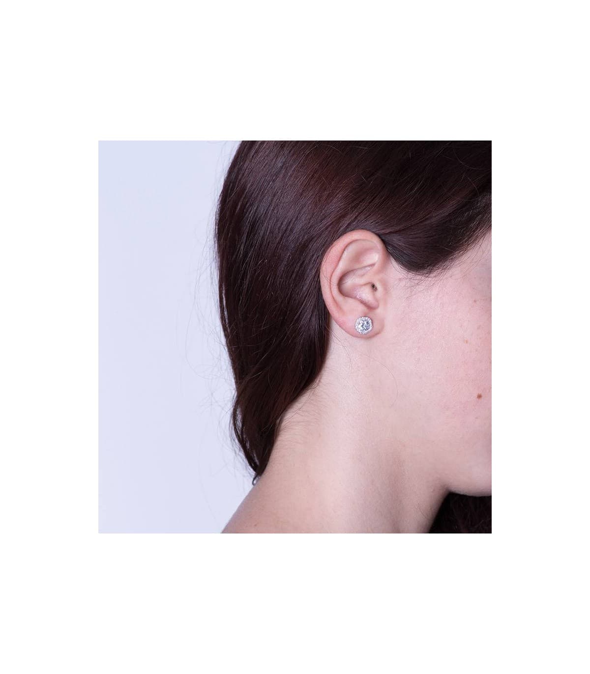 Boucles d'oreilles or blanc Celia 18 Carats