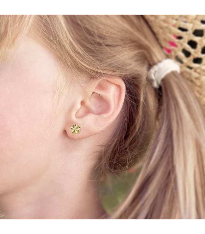 Boucles d'oreilles or jaune Renet fleur 18 Carats