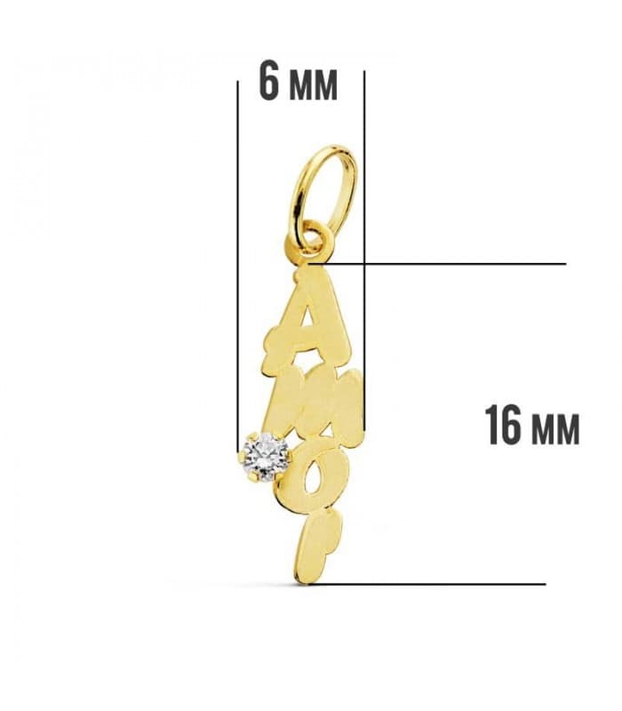 Anhänger Schriftzug „AMOR“ Liebe, in 18K Gold 16 mm