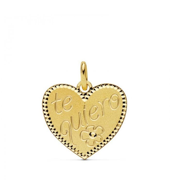 Ciondolo Cuore 18 Kt «Te quiero» (Ti amo) 15 mm