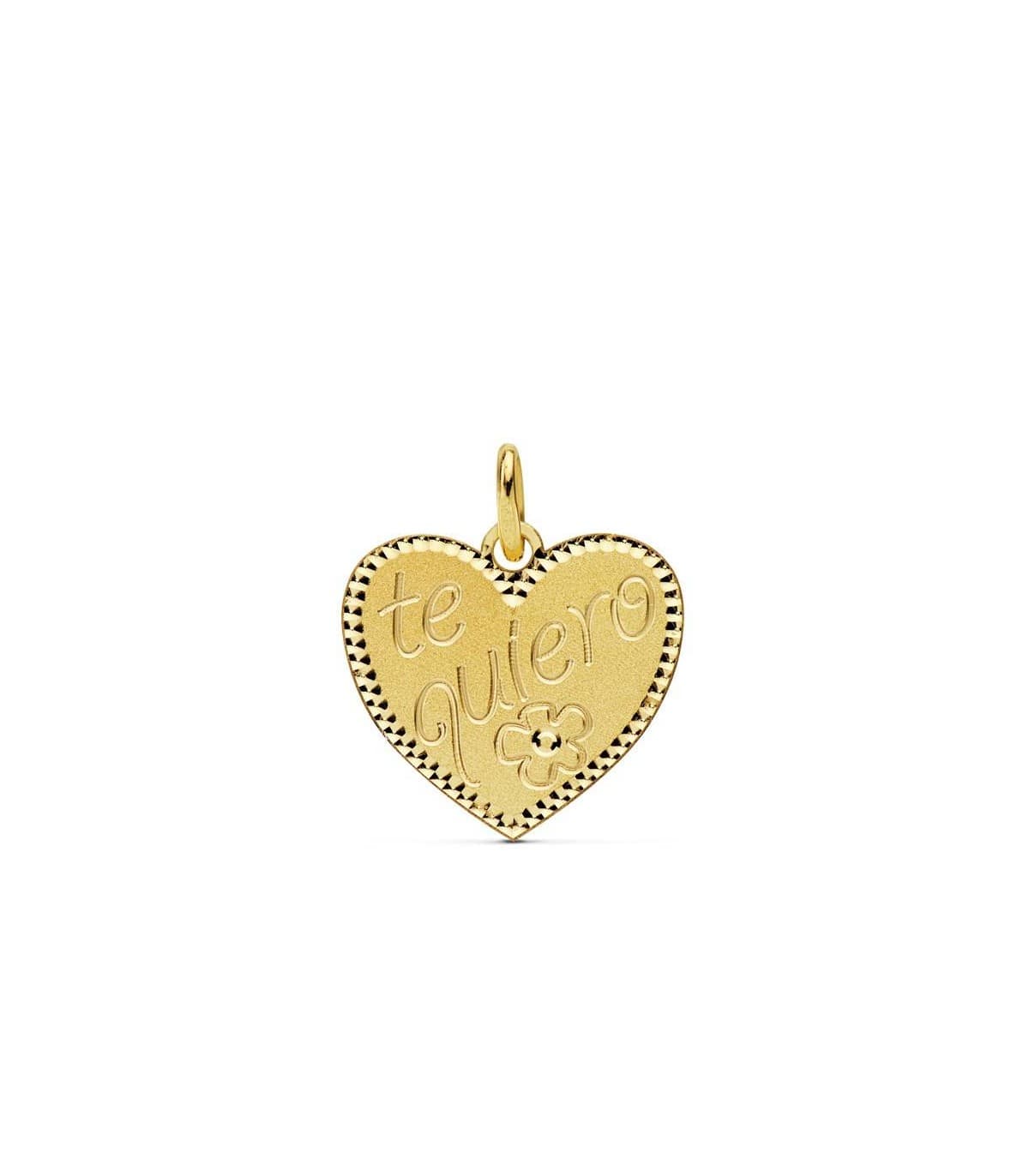 Ciondolo Cuore 18 Kt «Te quiero» (Ti amo) 15 mm