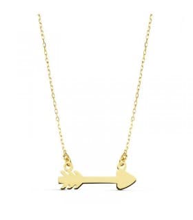 Collar flecha de cupido de oro amarillo 18 kilates