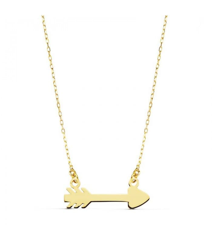 Collar flecha de cupido de oro amarillo 18 kilates