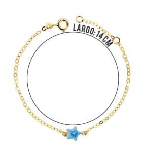 Pulsera bebé oro 18 ktes estrella azul