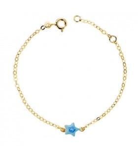 Bracelet bébé or 18 carats étoile bleue