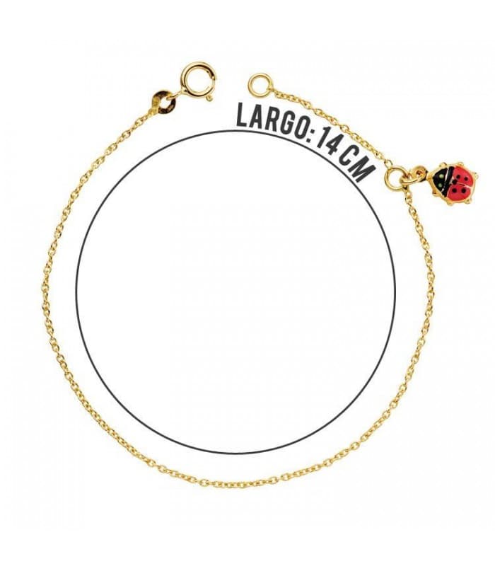 Pulsera bebé oro 18 ktes mariquita