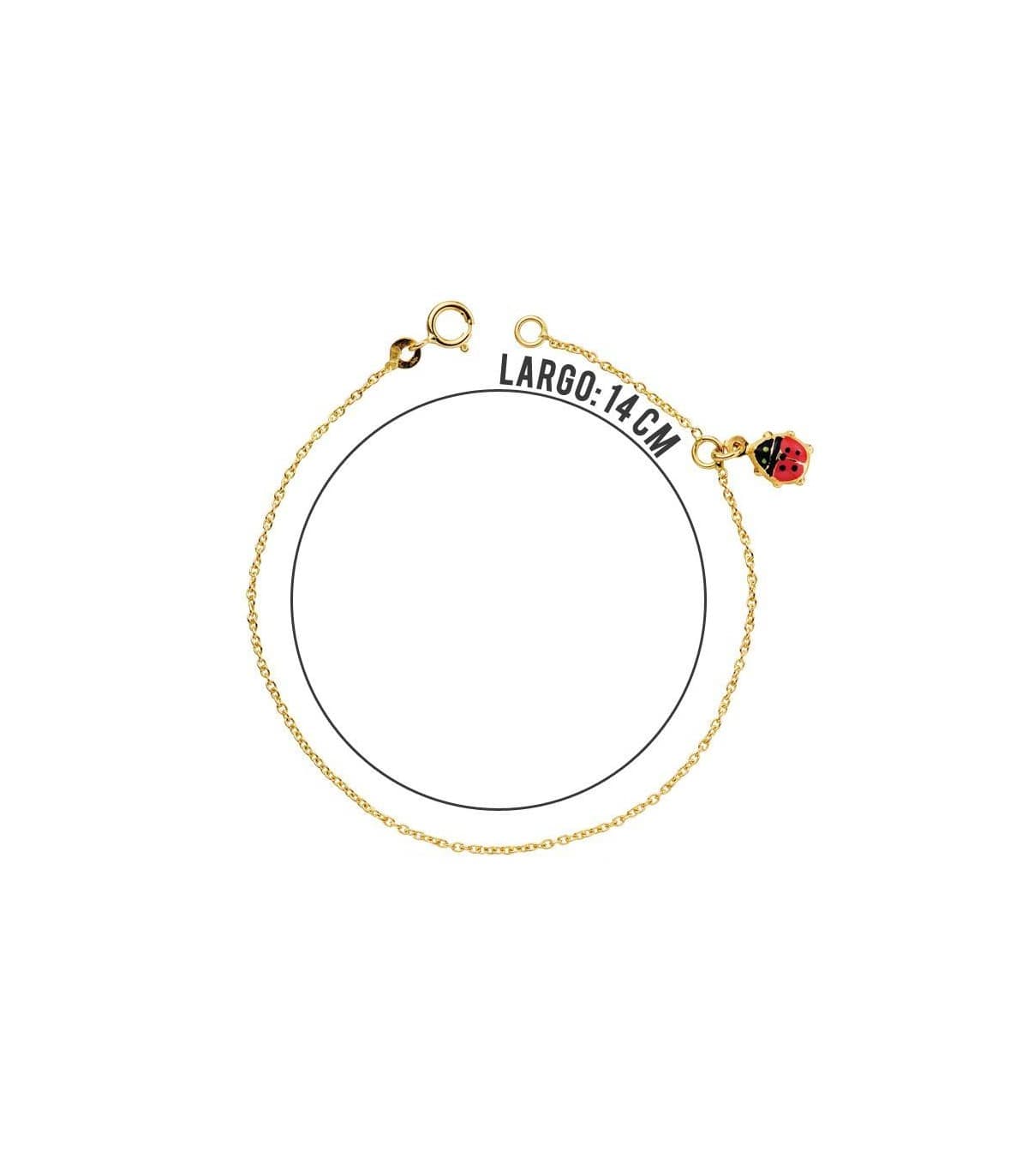 Pulsera bebé oro 18 ktes mariquita