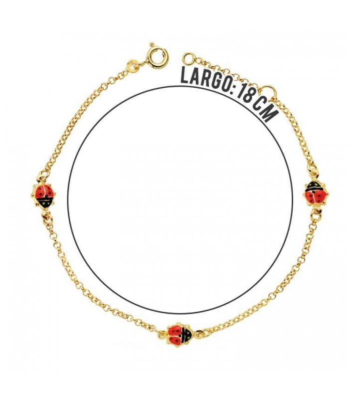 Pulsera oro 18 ktes Mariquita