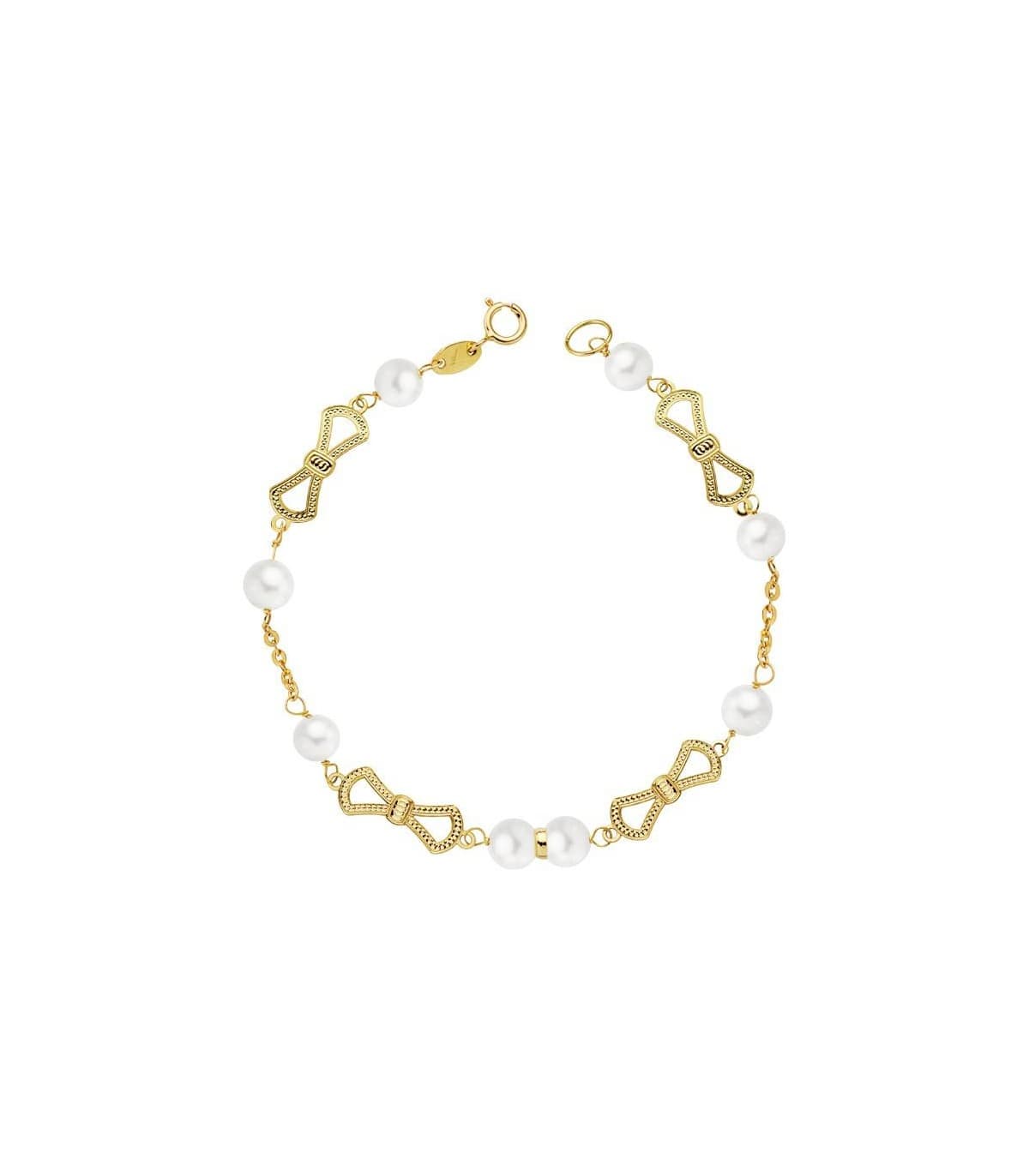 Pulsera Elisa oro 18 ktes con perlas. Joyas de comunión