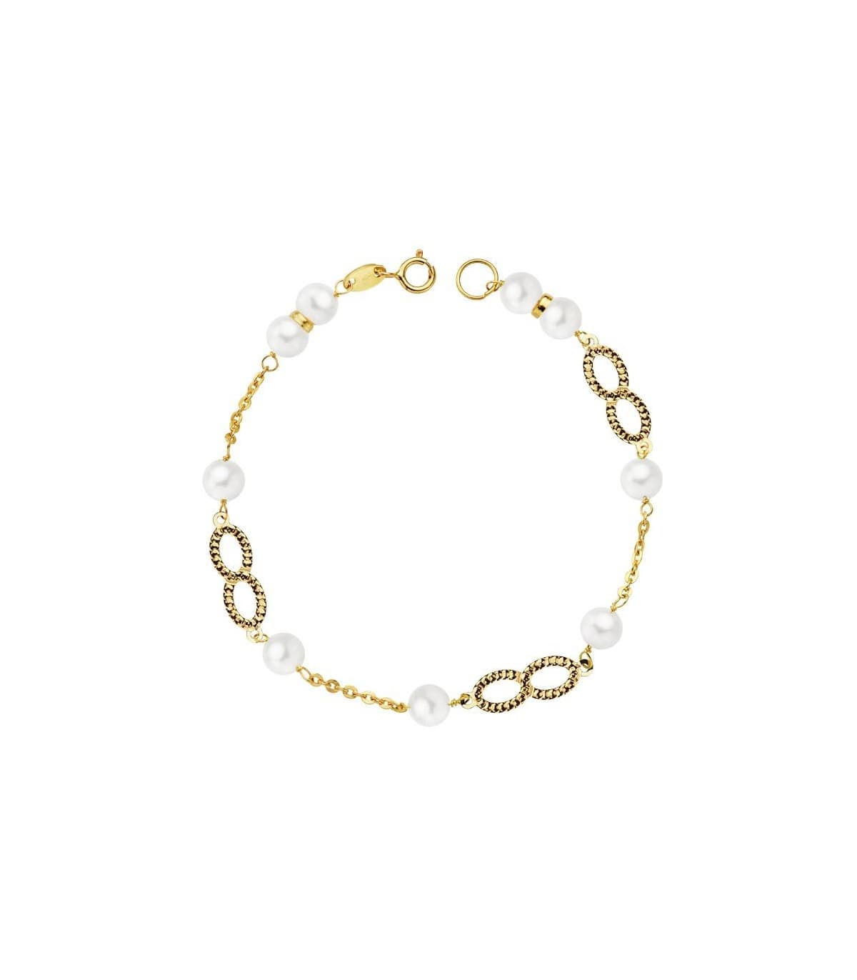 Bracelet Fille Carlota Or 18 K Perles et Infini.