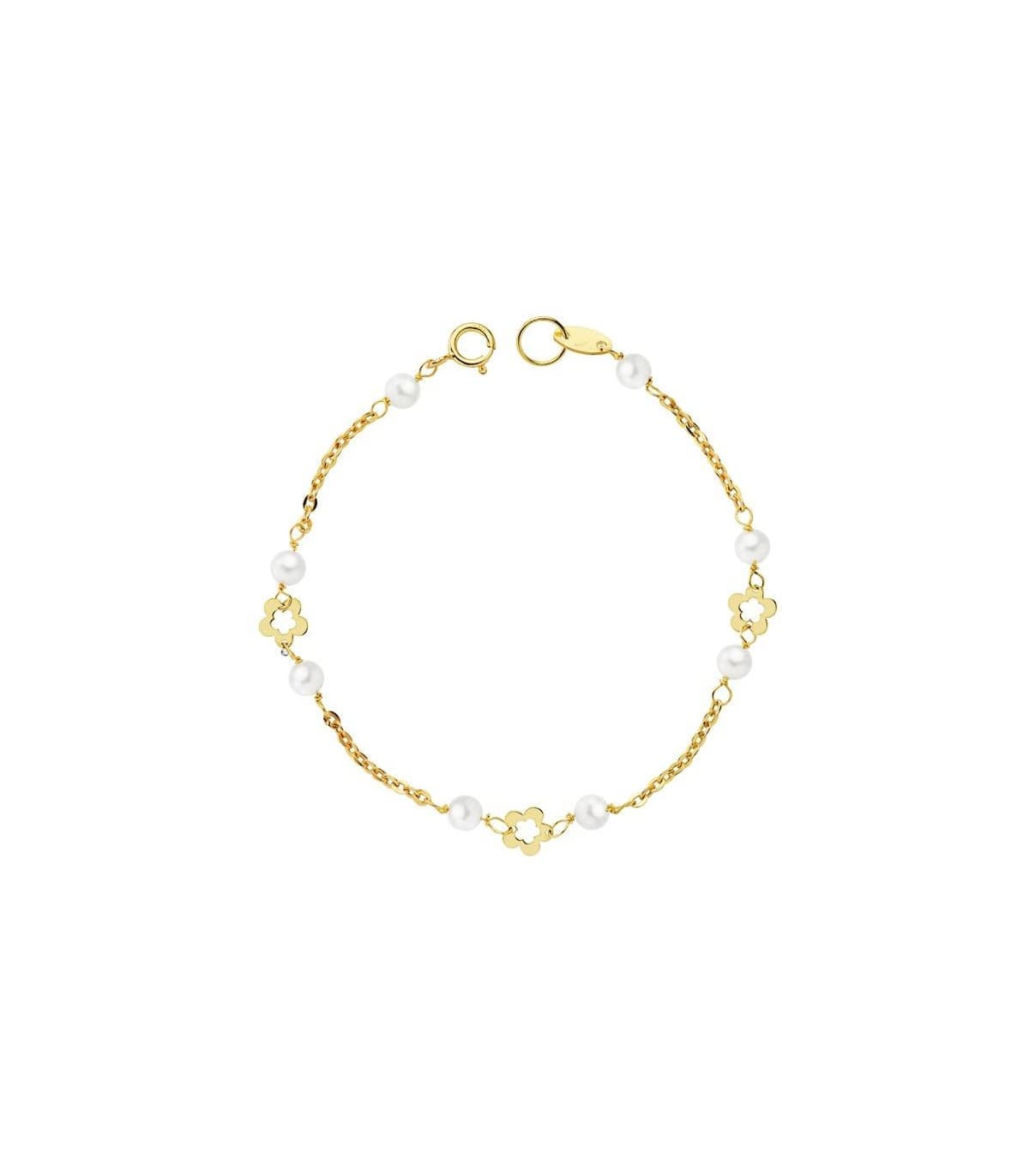 Pulsera niña oro 18k juego joyas primera comunion perlas