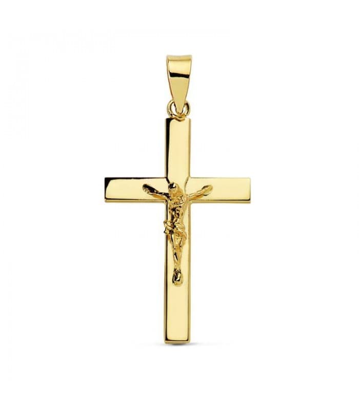Croix Christ plate 18K 25 mm