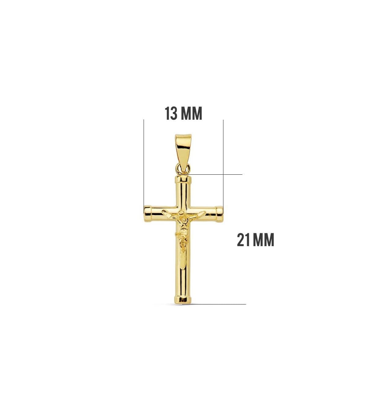 Kleiner Kreuz-Anhänger 21 mm | christliches Kreuz mit Jesusfigur, Gelbgold 750