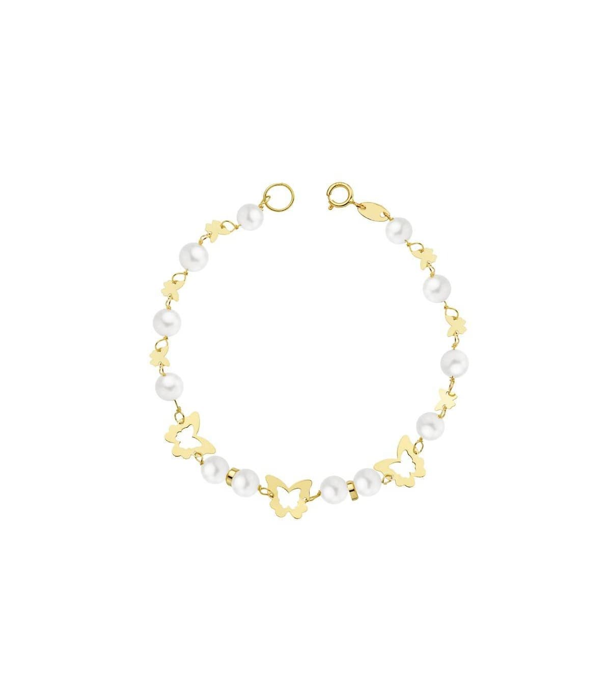 Pulsera oro Parisia. Pulseras para niñas de oro con perlas. Regalos comunión.