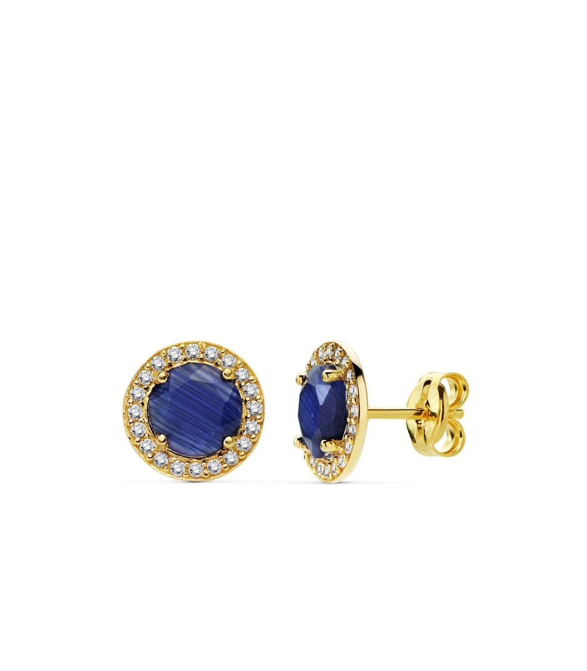 Pendiente oro amarillo Candida azul 18 Ktes