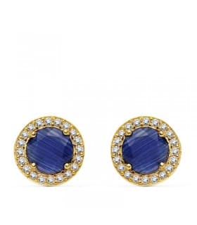 Orecchini punto luce Candida, ideale da donna, in oro giallo 18kt rosetta con zircone Blu