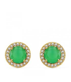 Orecchini punto luce Candida, ideale da donna, in oro giallo 18kt rosetta con pietra verde