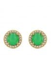 Boucles d'oreilles or jaune Candida verte 18 Carats