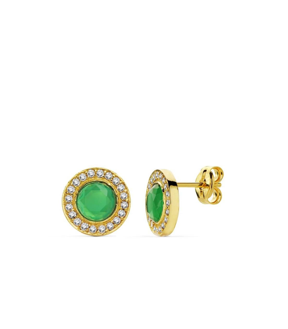 Orecchini con pietra verde in oro giallo Siny 18 Kt - Gioielli donna.
