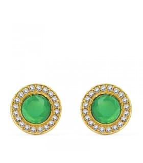 Orecchini con pietra verde in oro giallo Siny 18 Kt - Gioielli donna.