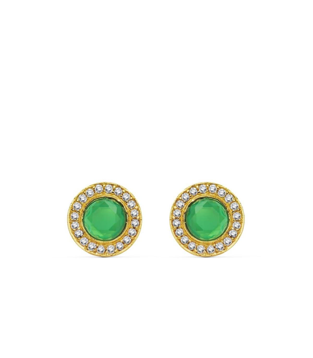 Orecchini con pietra verde in oro giallo Siny 18 Kt - Gioielli donna.