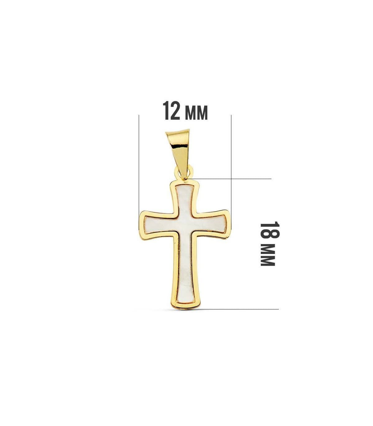 Cruz nacar oro amarillo 18 Ktes 18mm | Cruces de oro para comuniones, bautizos o confirmaciones