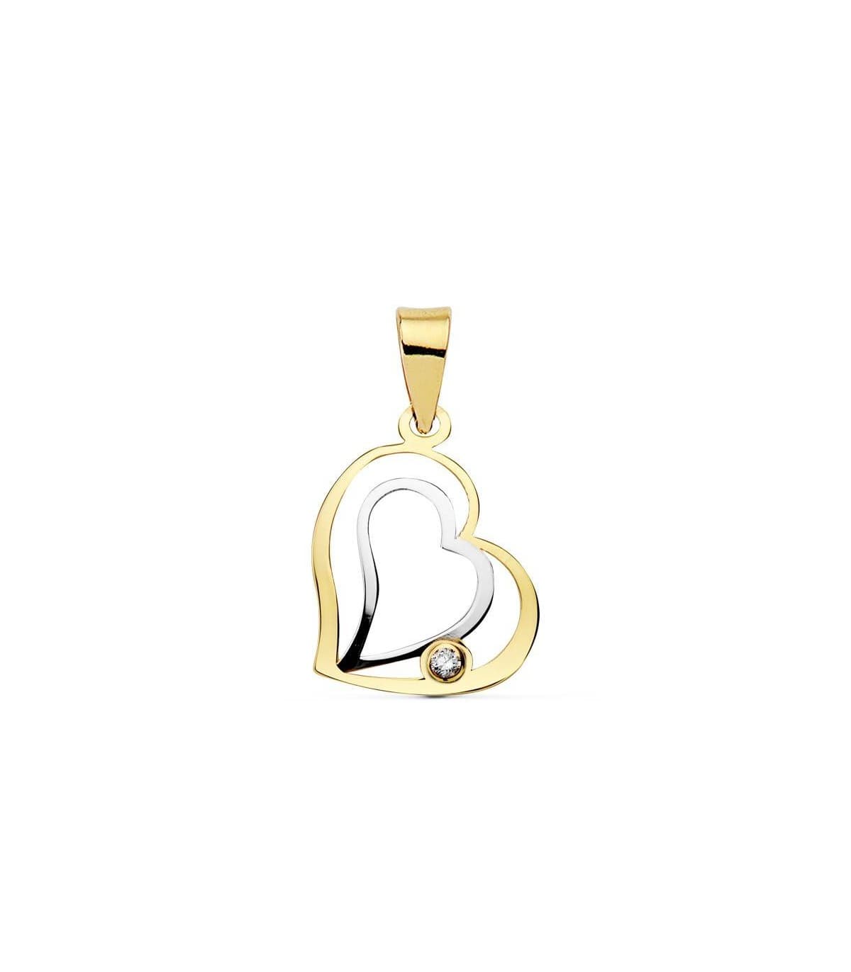 Pendentif Coeurs or bicolore 18 Carats