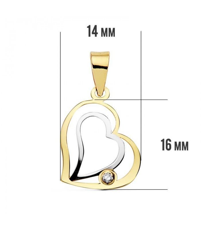 Pendentif Coeurs or bicolore 18 Carats