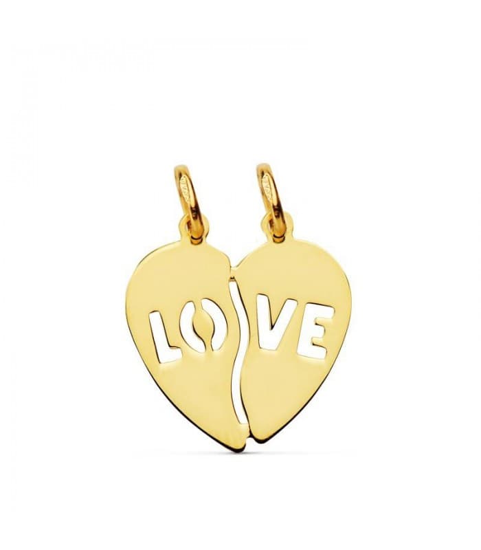 Gebrochenes Herz Anhänger mit der Text „LOVE“ 15 mm - Valentinstags