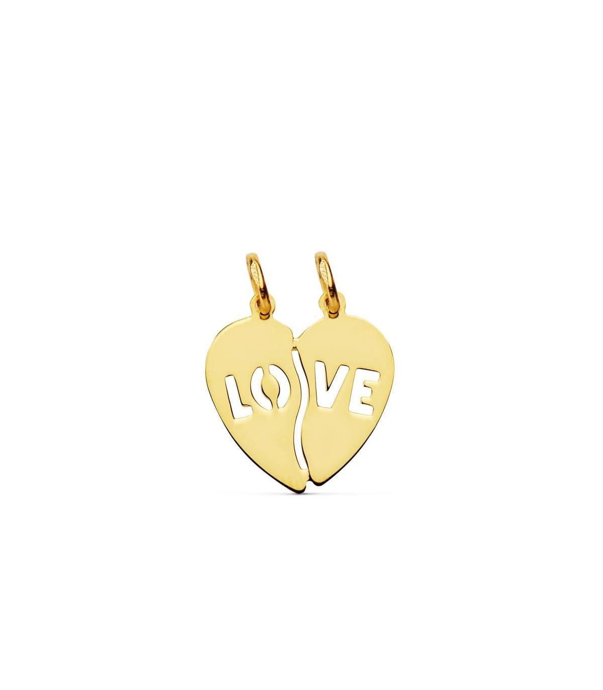 Gebrochenes Herz Anhänger mit der Text „LOVE“ 15 mm - Valentinstags