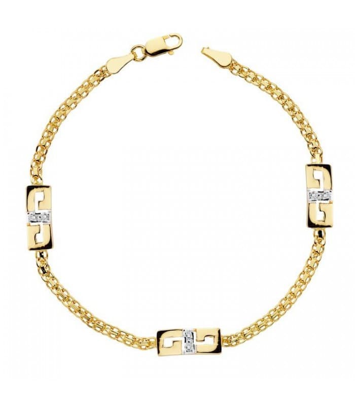 Pulsera Mani oro bicolor 18 ktes