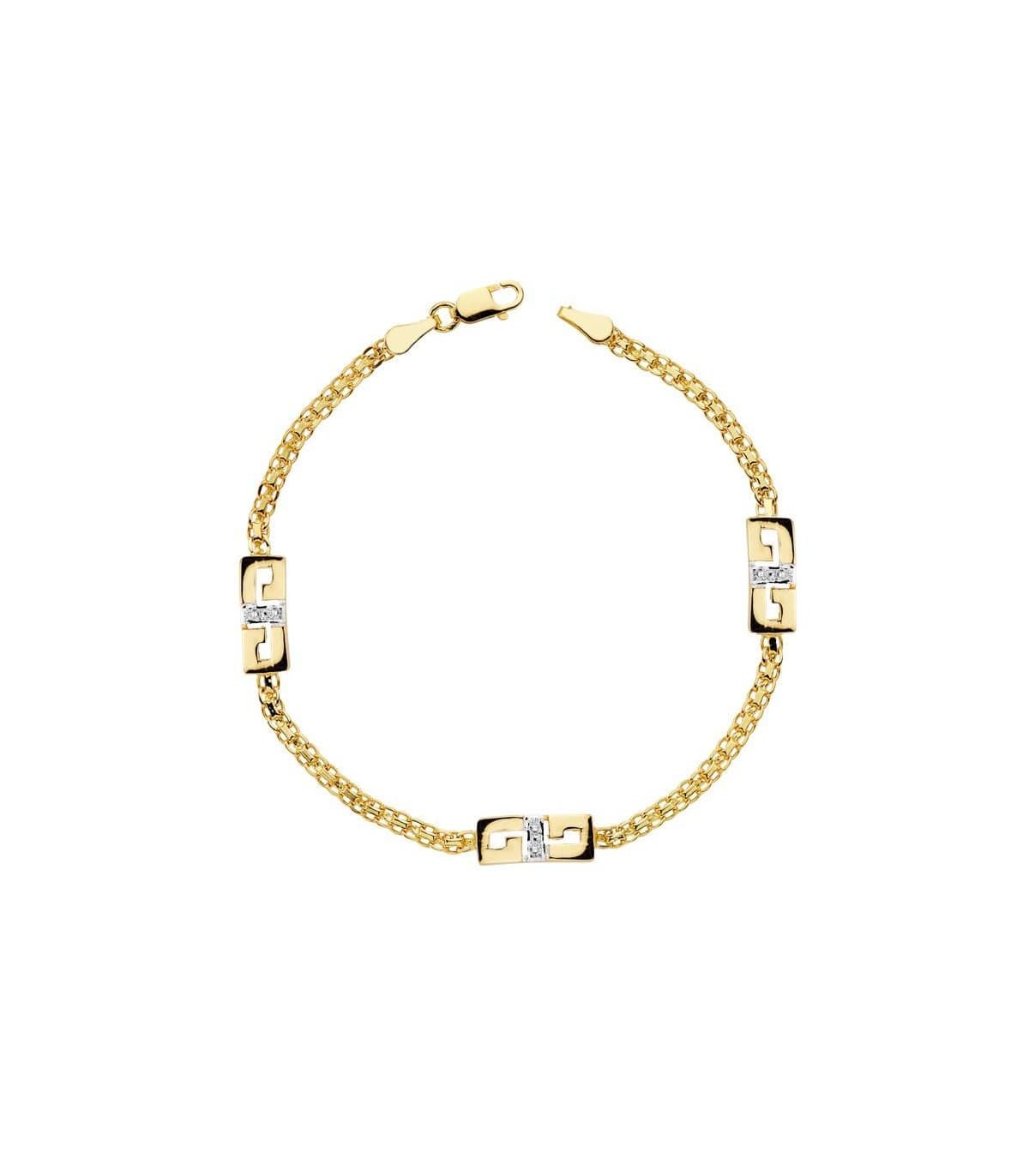 Pulsera Mani oro bicolor 18 ktes 