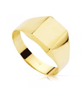 Sello personalizado ÓSCAR Oro Amarillo 18K Cuadrado Cadete niño primera comunión anillo sello Mujer moderno