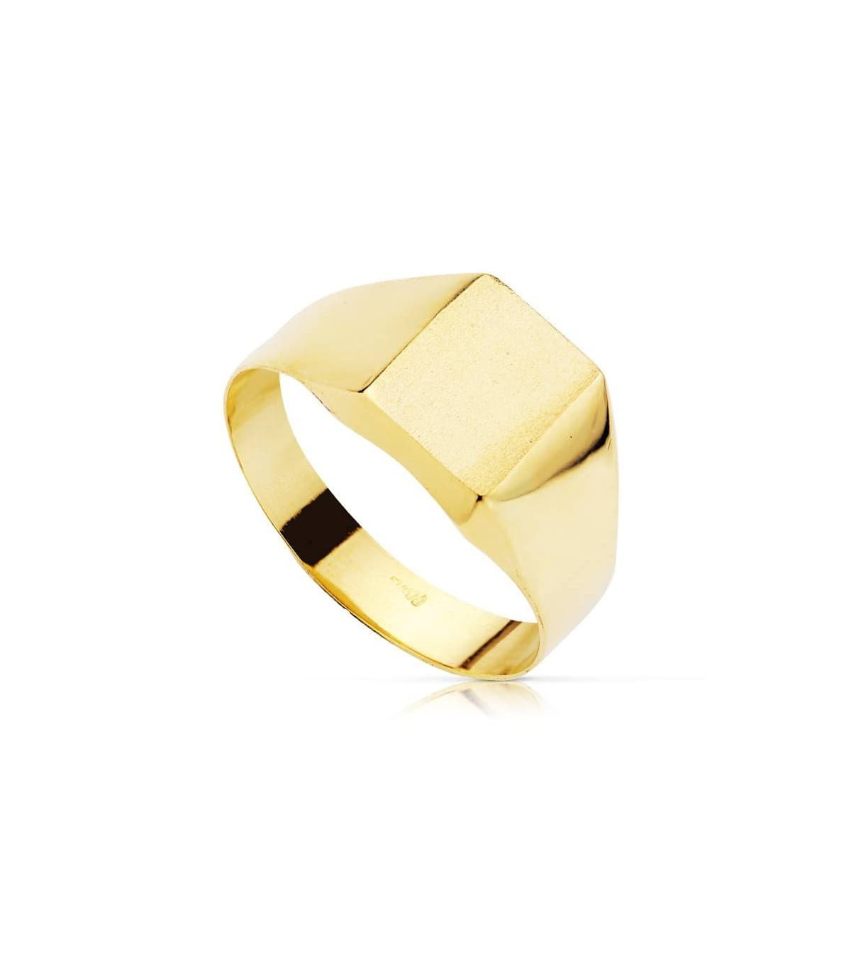 Sello personalizado ÓSCAR Oro Amarillo 18K Cuadrado Cadete niño primera comunión anillo sello Mujer moderno
