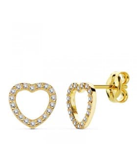 Orecchini Cuore in oro giallo Marena 18 Kt - Orecchini a lobo e Gioielli Donna