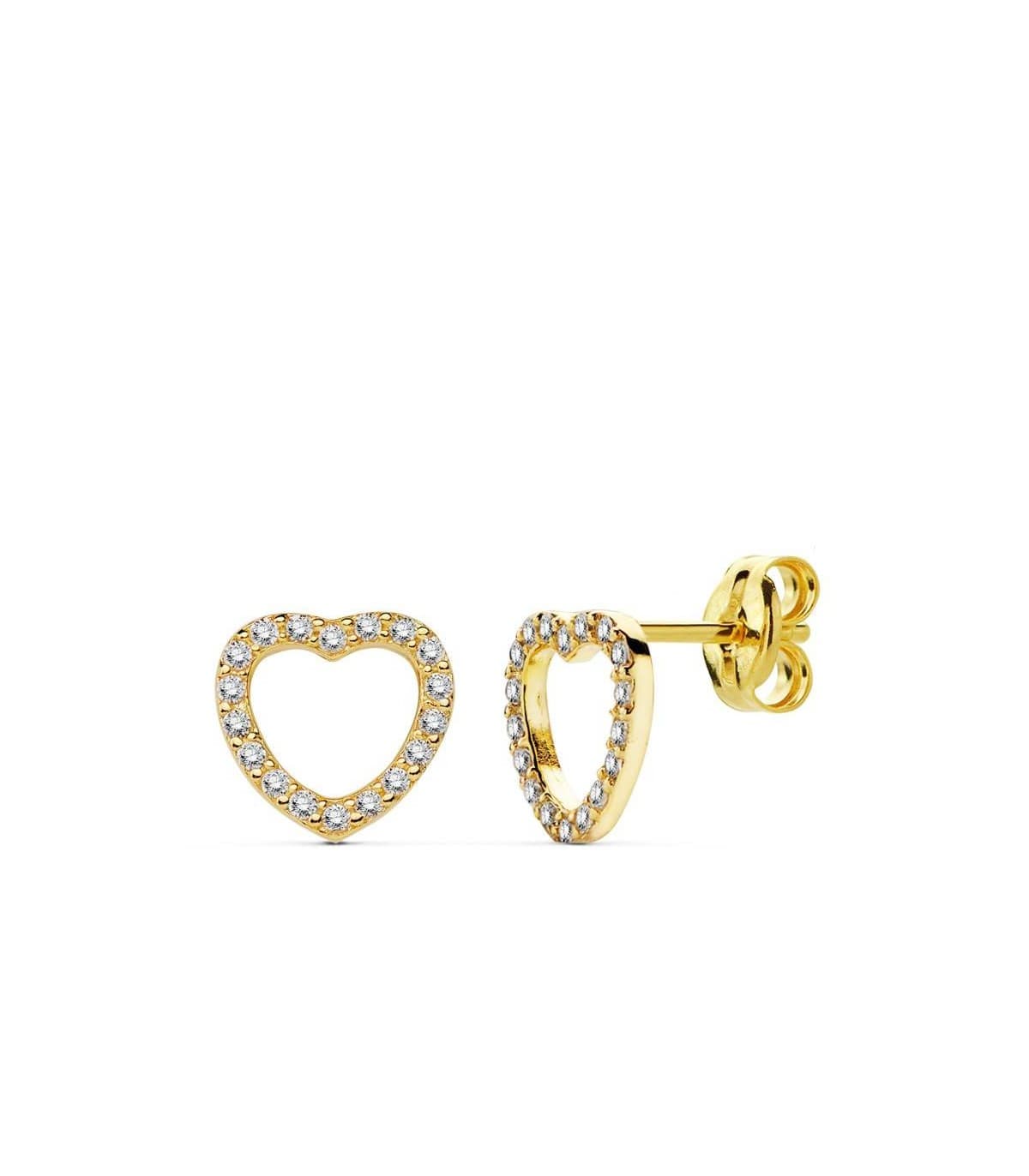 Orecchini Cuore in oro giallo Marena 18 Kt - Orecchini a lobo e Gioielli Donna