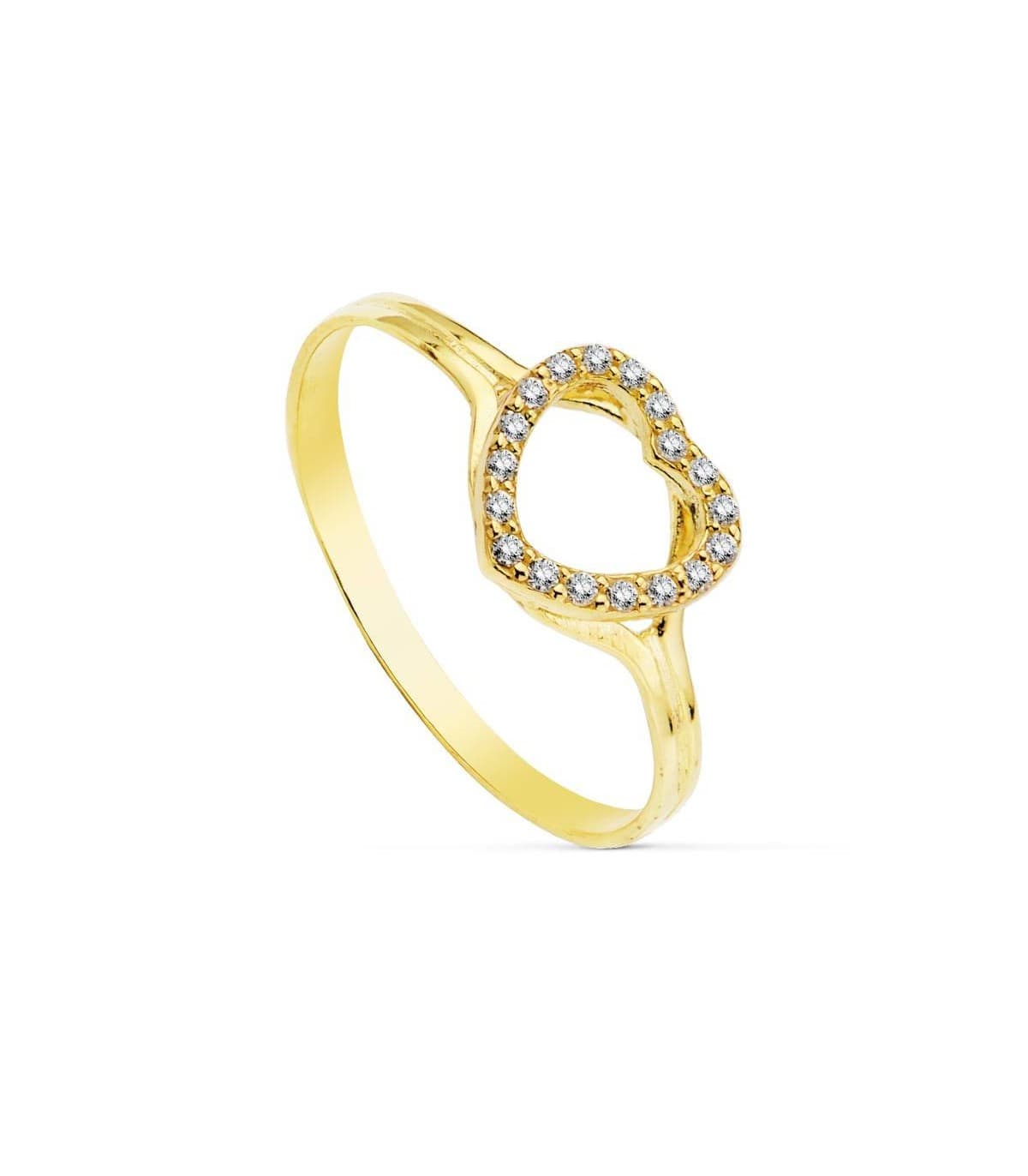 Anello a forma di cuore con pavé Marena in oro giallo 750 - Ciondolo in oro da donna