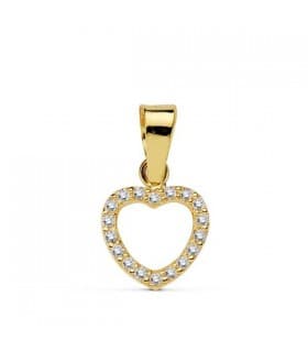 Ciondolo a forma di cuore con pavé Marena in oro giallo 750 - Ciondolo in oro da donna