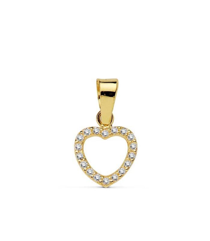Ciondolo a forma di cuore con pavé Marena in oro giallo 750 - Ciondolo in oro da donna