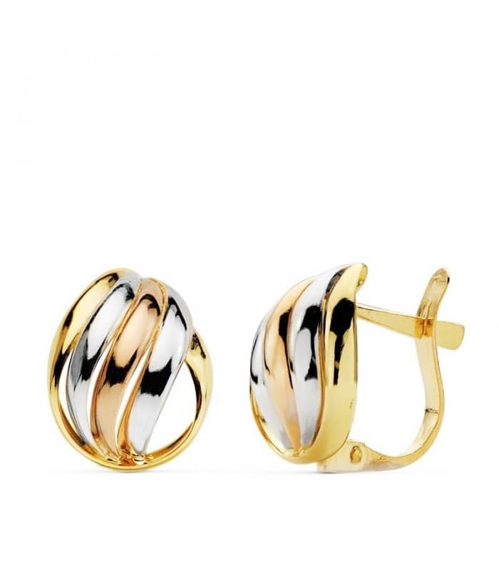 Boucles d'oreilles or tricolore Naunet 18 Carats