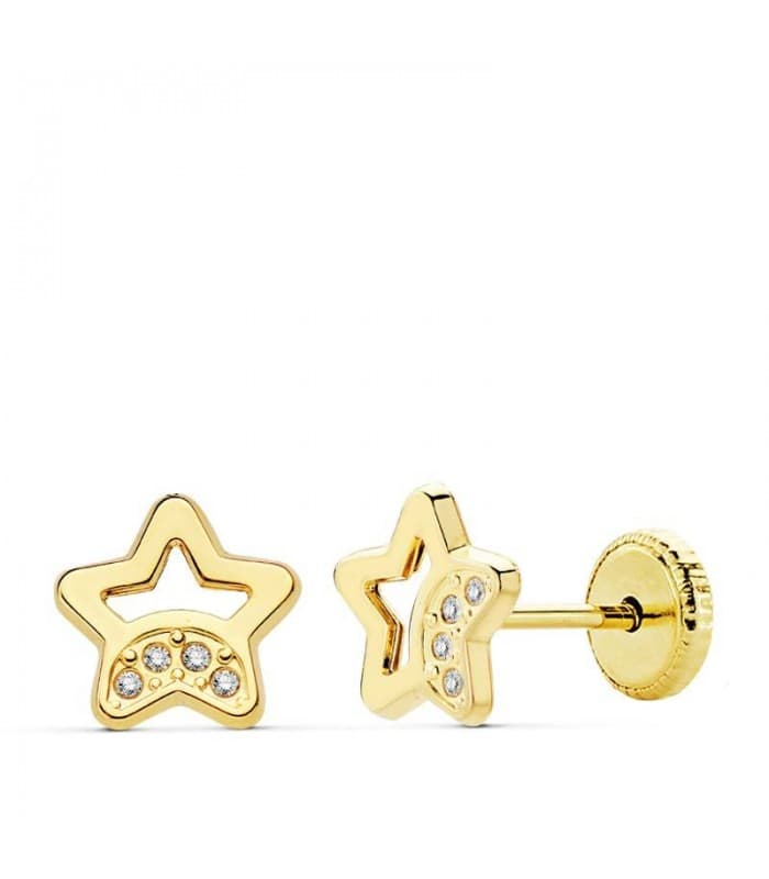 Boucles d'oreilles or Ariadne étoile 18 Carats