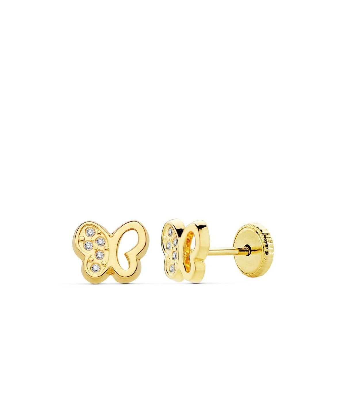 Pendiente oro Ariadna mariposa 18 Ktes