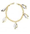Pulsera oro bicolor 18k Hojas