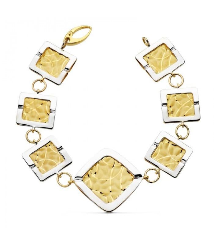 Bracelet or bicolore 18k Losanges mate et brillant