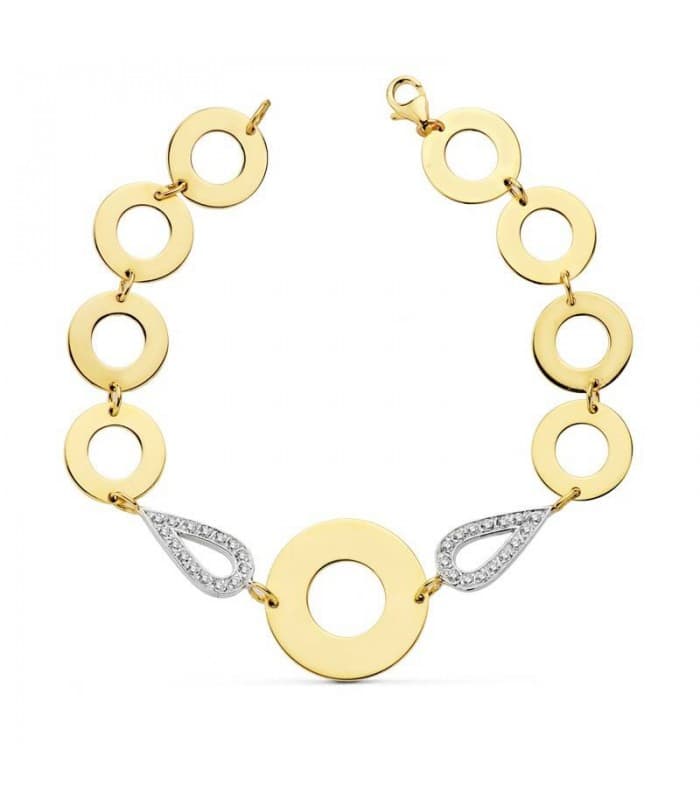 Pulsera oro bicolor 18k círculos