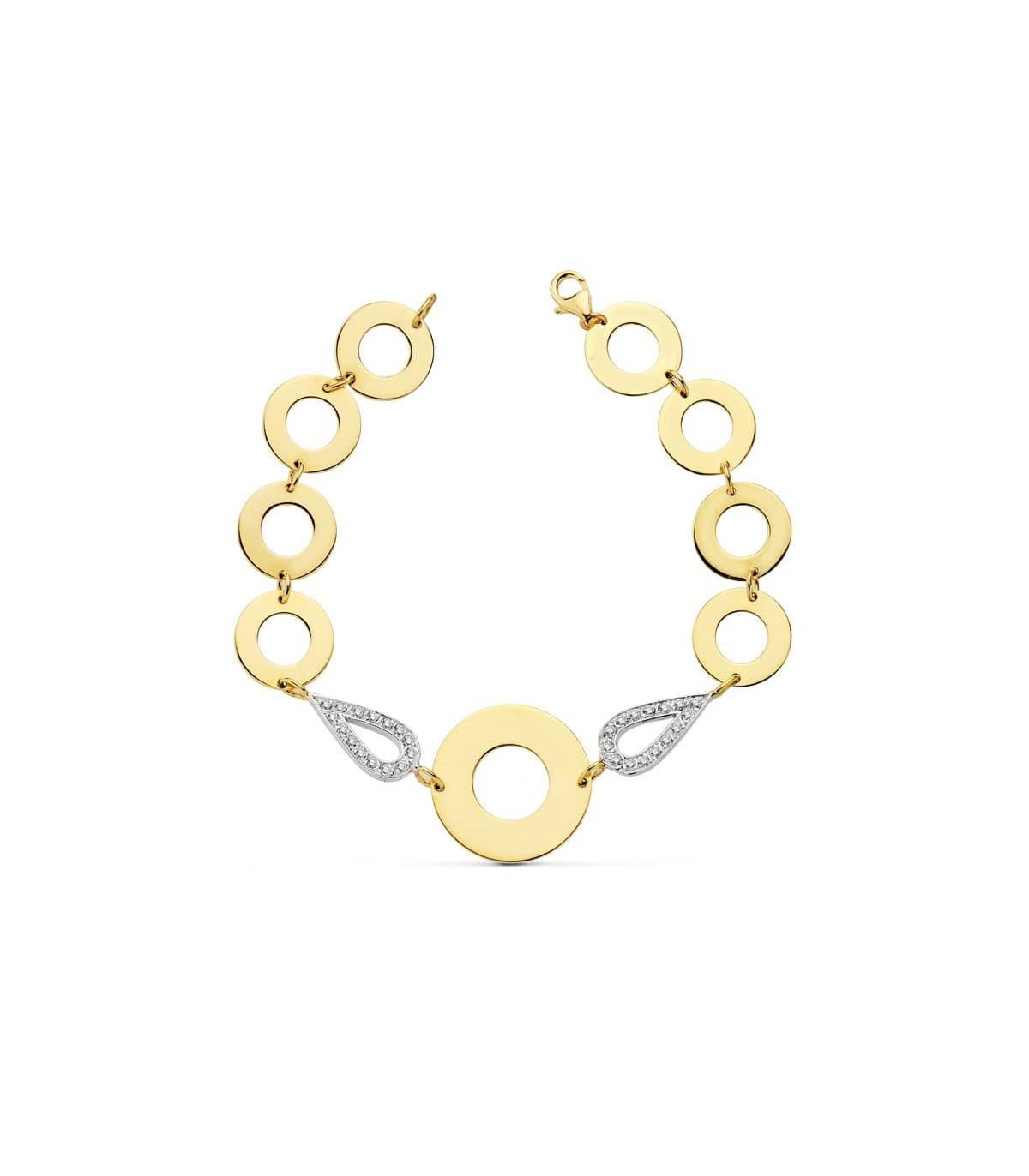 Pulsera oro bicolor 18k círculos