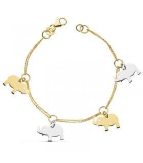 Pulsera oro bicolor 18k Colgantes Elefantes