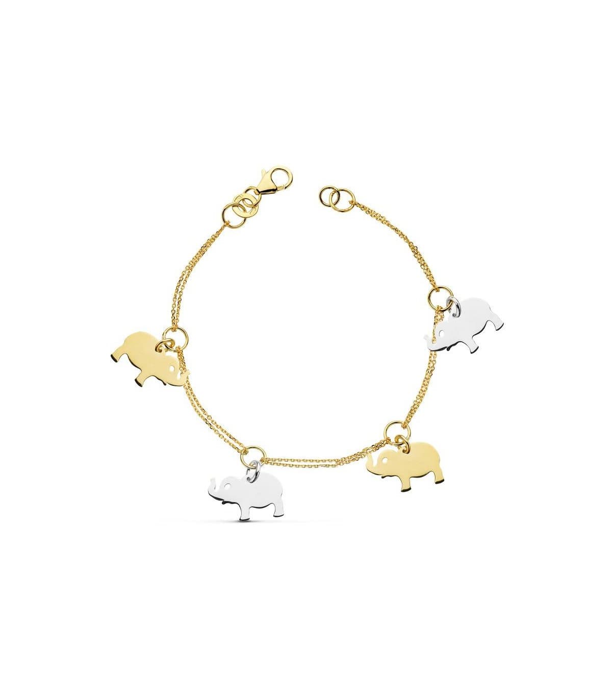 Pulsera oro bicolor 18k Colgantes Elefantes